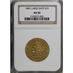 1842 $10 Large Date AU50 NGC