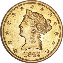 1842 $10 Small Date AU58 NGC
