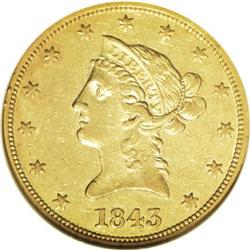 1843 $10 AU55 NGC