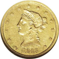 1843-O $10 AU55 NGC