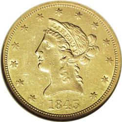 1843-O $10 AU58 NGC