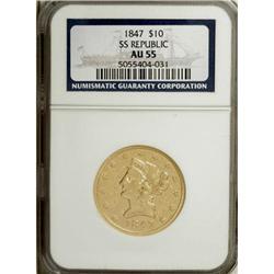 1847 $10 AU55 NGC