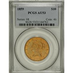 1859 $10 AU53 PCGS