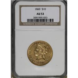 1860 $10 AU53 NGC