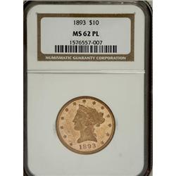1893 $10 MS62 Prooflike NGC