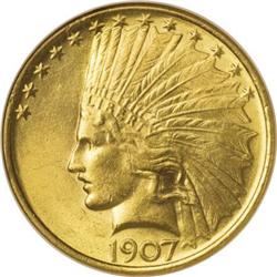 1907 $10 No Periods MS63 NGC