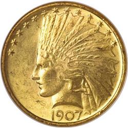 1907 $10 No Periods MS63 NGC