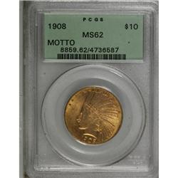 1908 $10 Motto MS62 PCGS