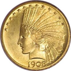 1908 $10 Motto MS65 PCGS