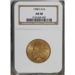 1908-S $10 AU58 NGC