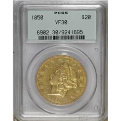 1850 $20 VF30 PCGS
