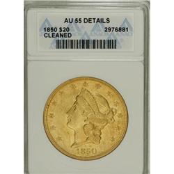 1850 $20 AU55 Details ANACS