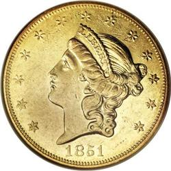 1851-O $20 AU55 NGC