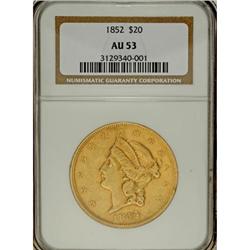 1852 $20 AU53 NGC