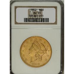 1852 $20 AU55 NGC