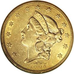 1855 $20 AU55 NGC