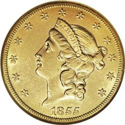 1855-S $20 AU55 NGC
