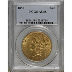 1857 $20 AU58 PCGS