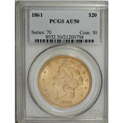 1861 $20 AU50 PCGS