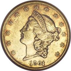 1861 $20 AU58 NGC