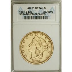 1863-S $20 AU53 Details ANACS