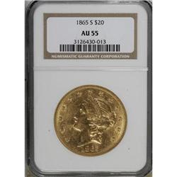 1865-S $20 AU55 NGC
