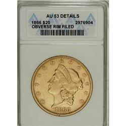 1866 $20 AU53 Details ANACS