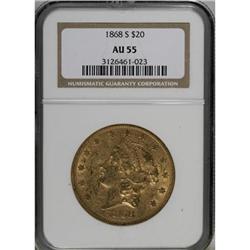 1868-S $20 AU55 NGC