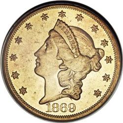 1869 $20 AU58 PCGS