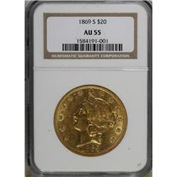 1869-S $20 AU55 NGC
