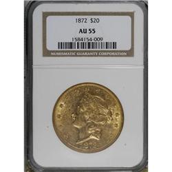 1872 $20 AU55 NGC