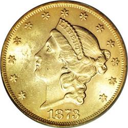 1873 $20 Open 3 MS62 PCGS