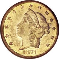 1874-CC $20 AU58 NGC