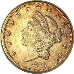 1876-CC $20 AU58 NGC
