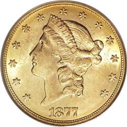 1877 $20 MS62 PCGS