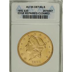 1892 $20 AU55 Details ANACS