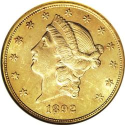 1892-CC $20 AU58 NGC