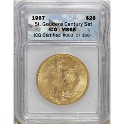 1907 $20 Arabic Numerals MS65 ICG