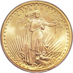 1907 $20 Arabic Numerals MS66 PCGS