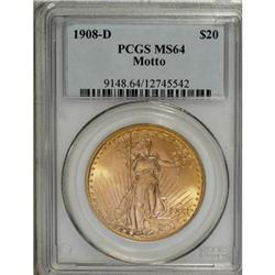 1908-D $20 Motto MS64 PCGS