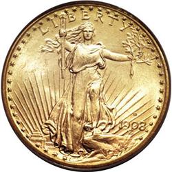 1908-D $20 Motto MS65 PCGS