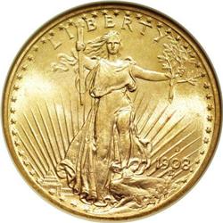 1908-D $20 Motto MS65 NGC