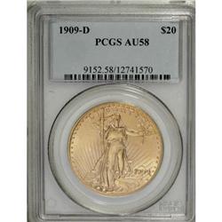 1909-D $20 AU58 PCGS