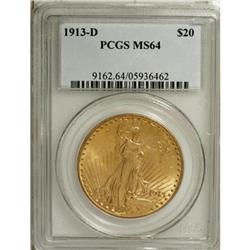 1913-D $20 MS64 PCGS