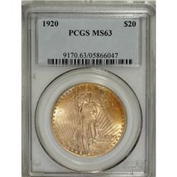 1920 $20 MS63 PCGS