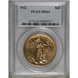 1922 $20 MS64 PCGS
