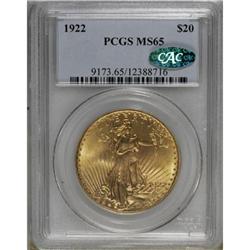 1922 $20 MS65 PCGS. CAC