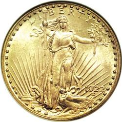 1922-S $20 MS62 NGC