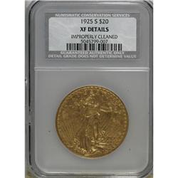 1925-S $20--Improperly Cleaned--NCS. XF Details