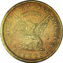 1853 $20 Assay Office Twenty Dollar, 900 Thous.